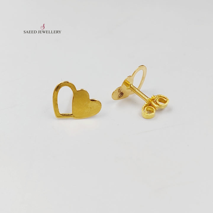 Heart Screw Earrings  Made Of 18K Yellow Gold by Saeed Jewelry-30548