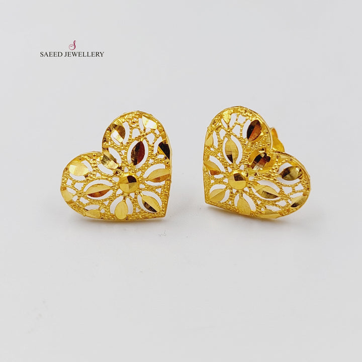 Heart Screw Earrings  Made Of 21K Yellow Gold by Saeed Jewelry-29718