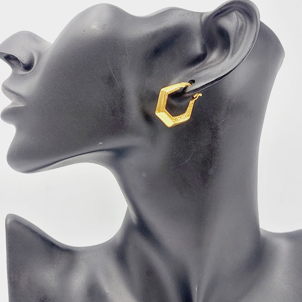 21K Gold Hexa Earrings by Saeed Jewelry - Image 2