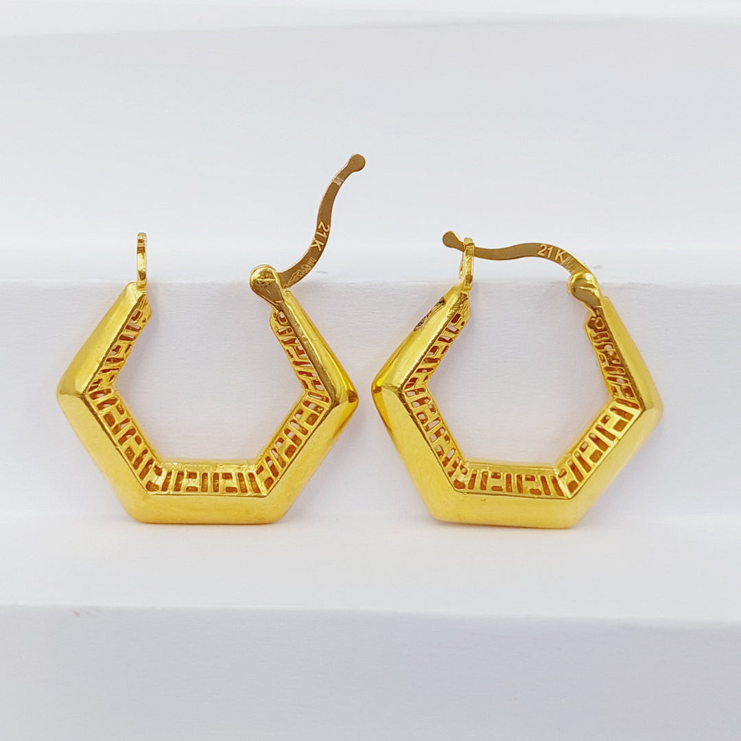 21K Gold Hexa Earrings by Saeed Jewelry - Image 5