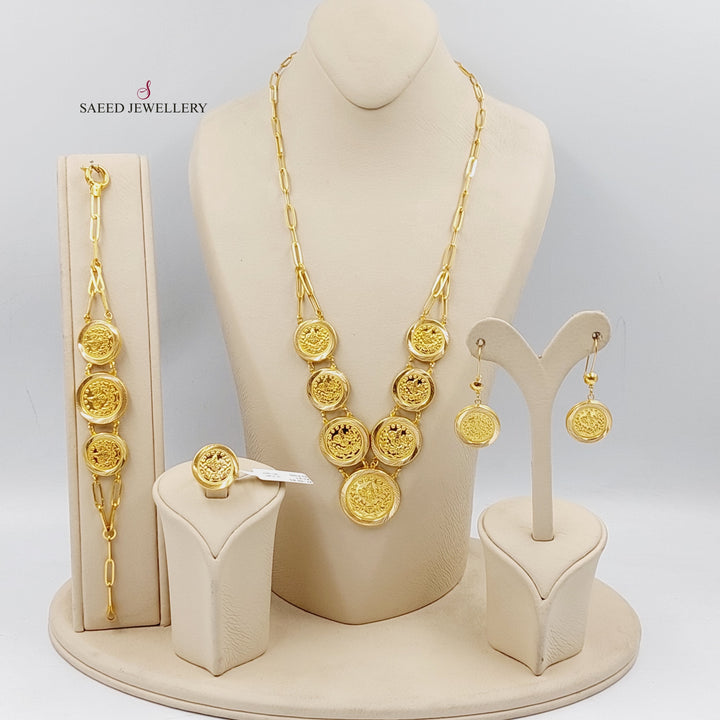 Hollow Rashadi Set  Made Of 21K Yellow Gold Ring Size: <strong> 19 JP/CN | 9.5 US/CA</strong><br>Bracelet Length: <strong> 21cm</strong><br><br> by Saeed Jewelry-29502