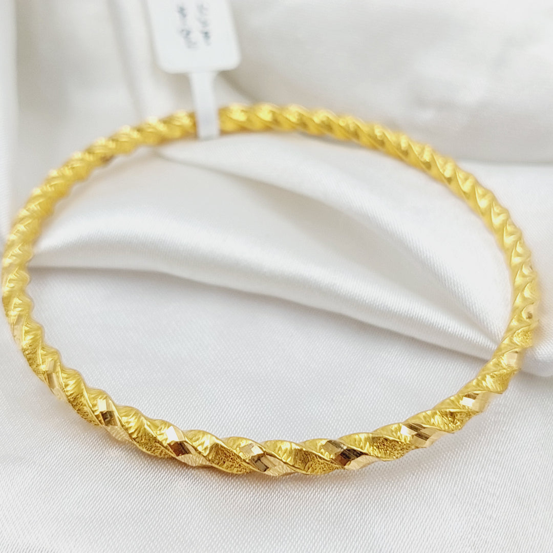 21K Gold Twisted Hollow Bangle by Saeed Jewelry - Image 4
