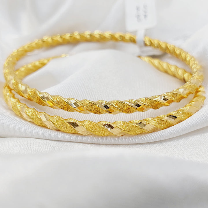 21K Gold Twisted Hollow Bangle by Saeed Jewelry - Image 3