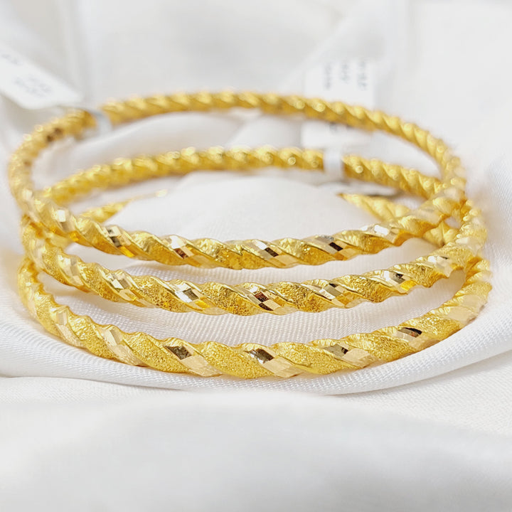 21K Gold Twisted Hollow Bangle by Saeed Jewelry - Image 14