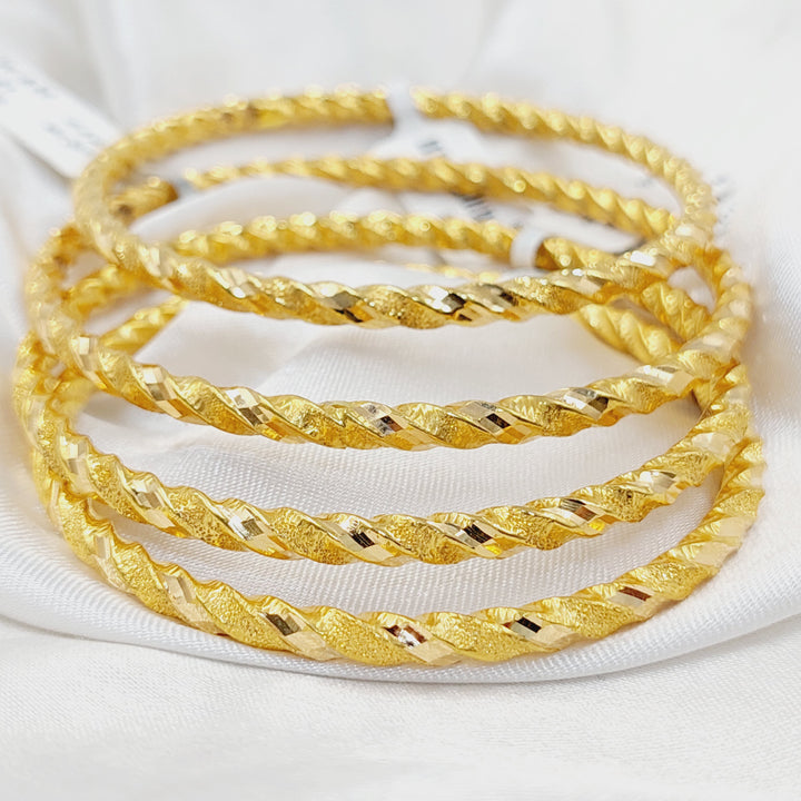 21K Gold Twisted Hollow Bangle by Saeed Jewelry - Image 5