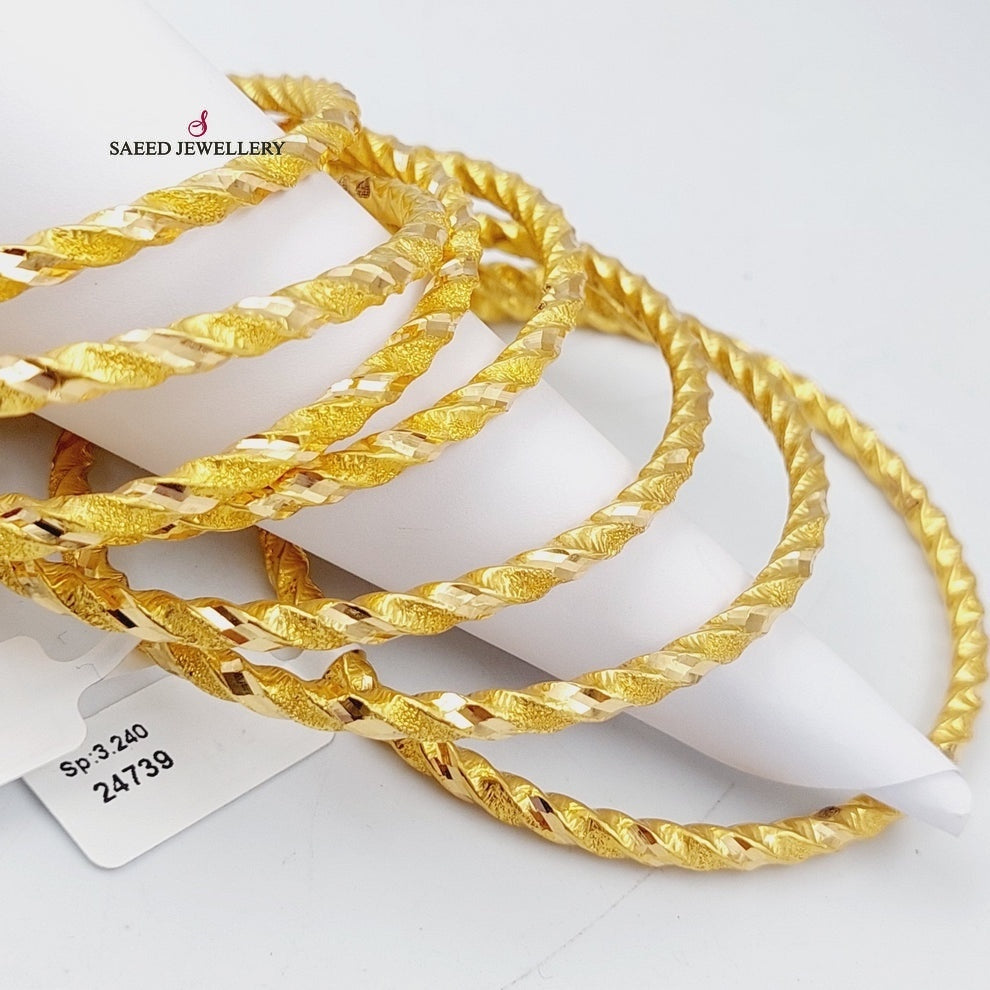 21K Gold Twisted Hollow Bangle by Saeed Jewelry - Image 33