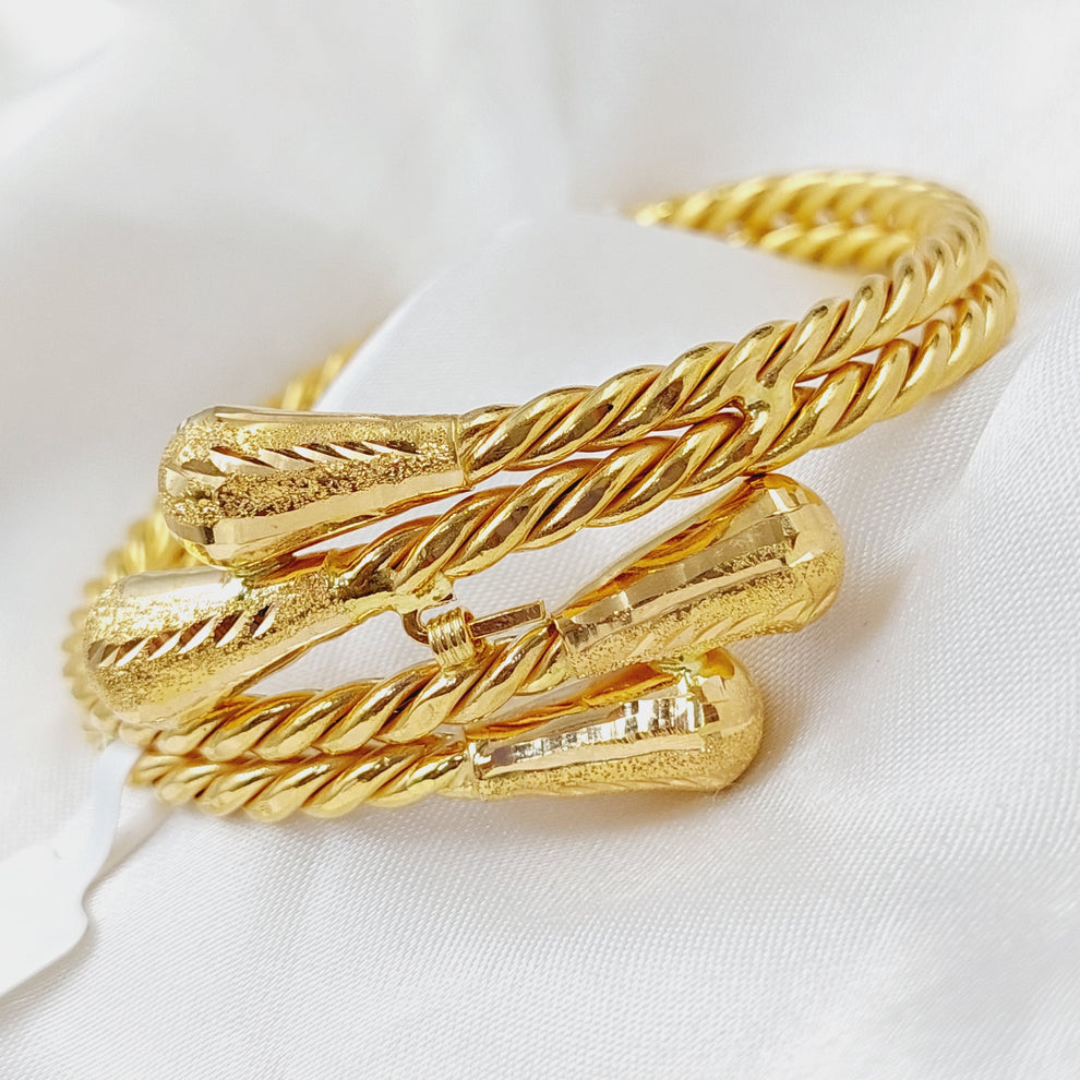 21K Gold Hollow Twisted Bracelet by Saeed Jewelry - Image 5