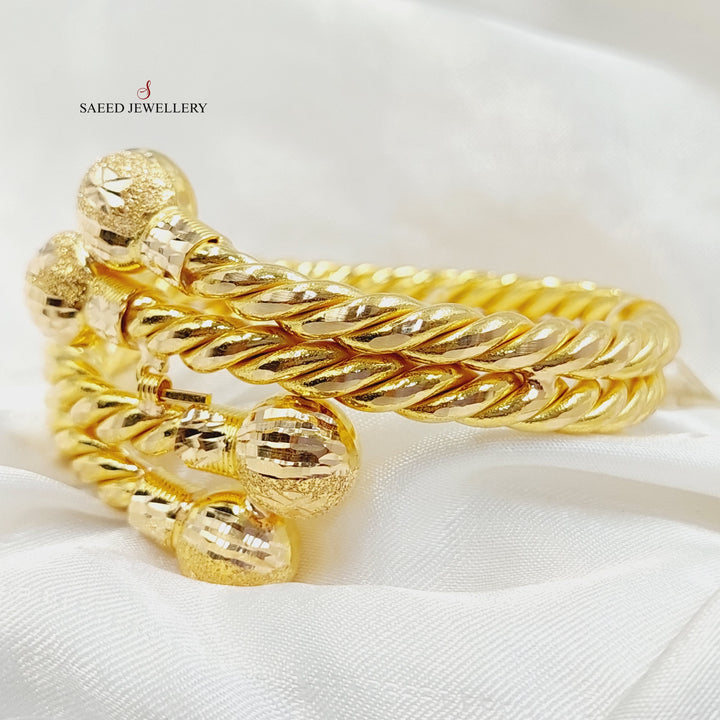 21K Gold Hollow Twisted Bracelet by Saeed Jewelry - Image 3