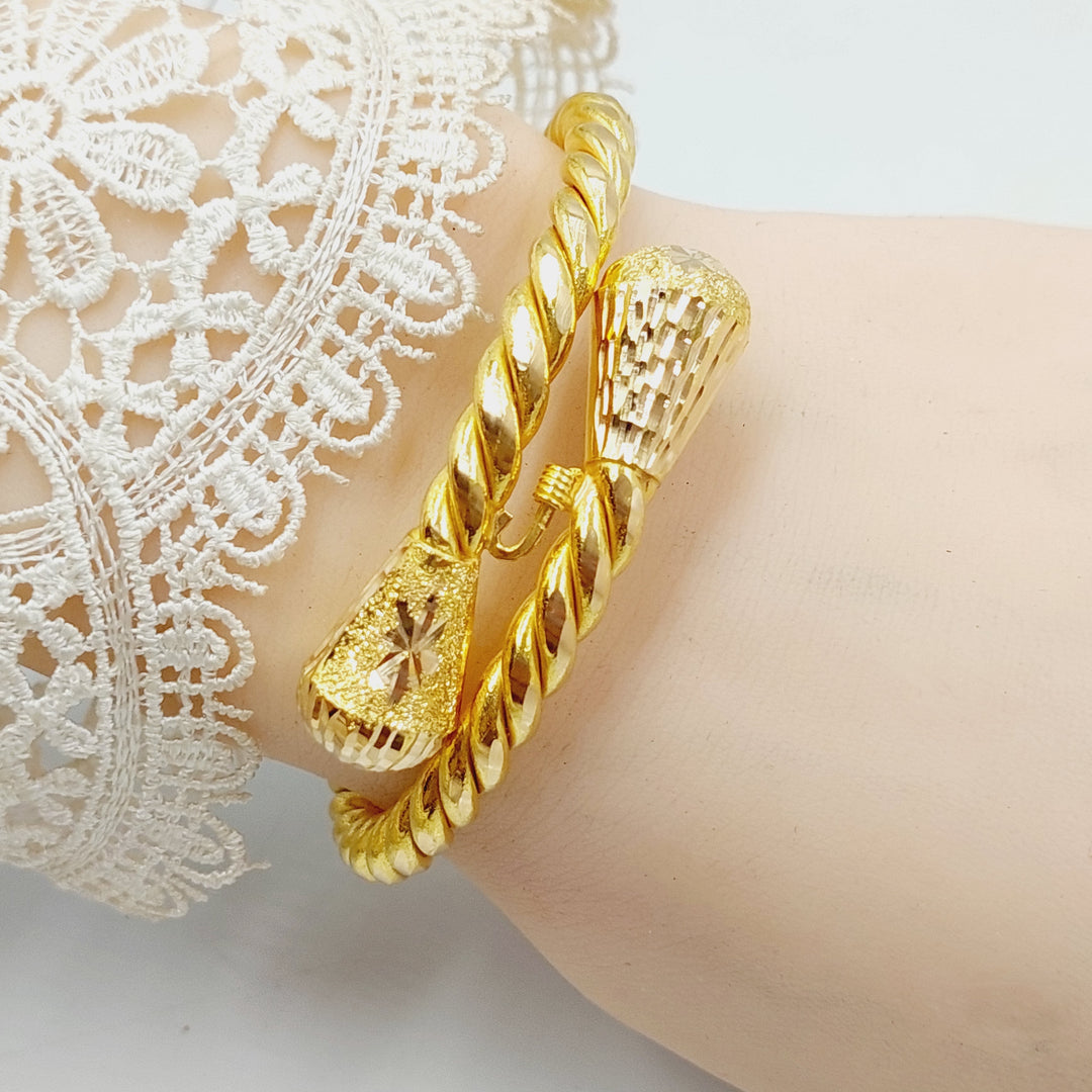 21K Gold Hollow Twisted Bracelet by Saeed Jewelry - Image 2