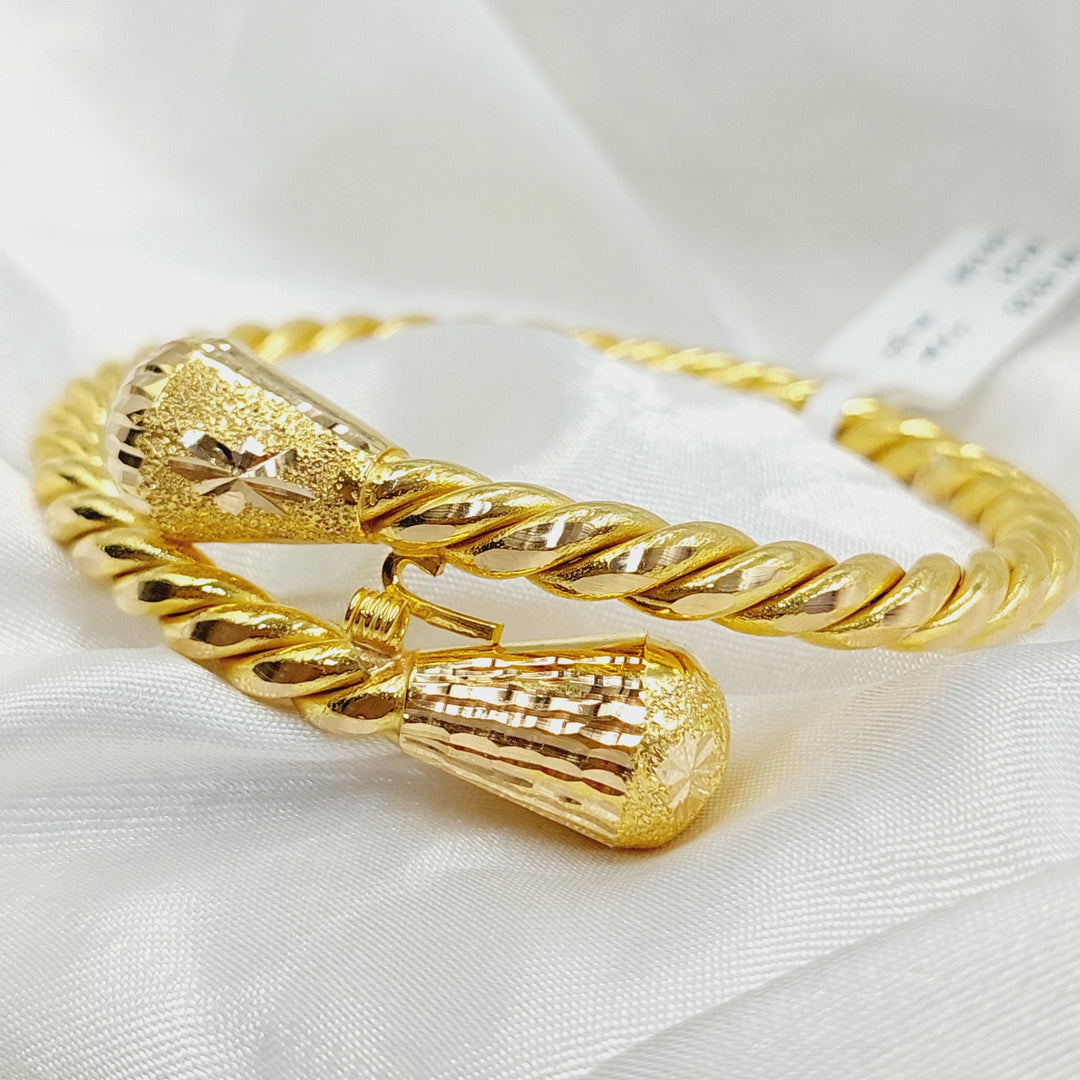 21K Gold Hollow Twisted Bracelet by Saeed Jewelry - Image 4