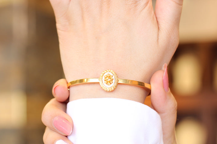 21K Gold Figaro Fancy Bangle Bracelet by Saeed Jewelry - Image 7