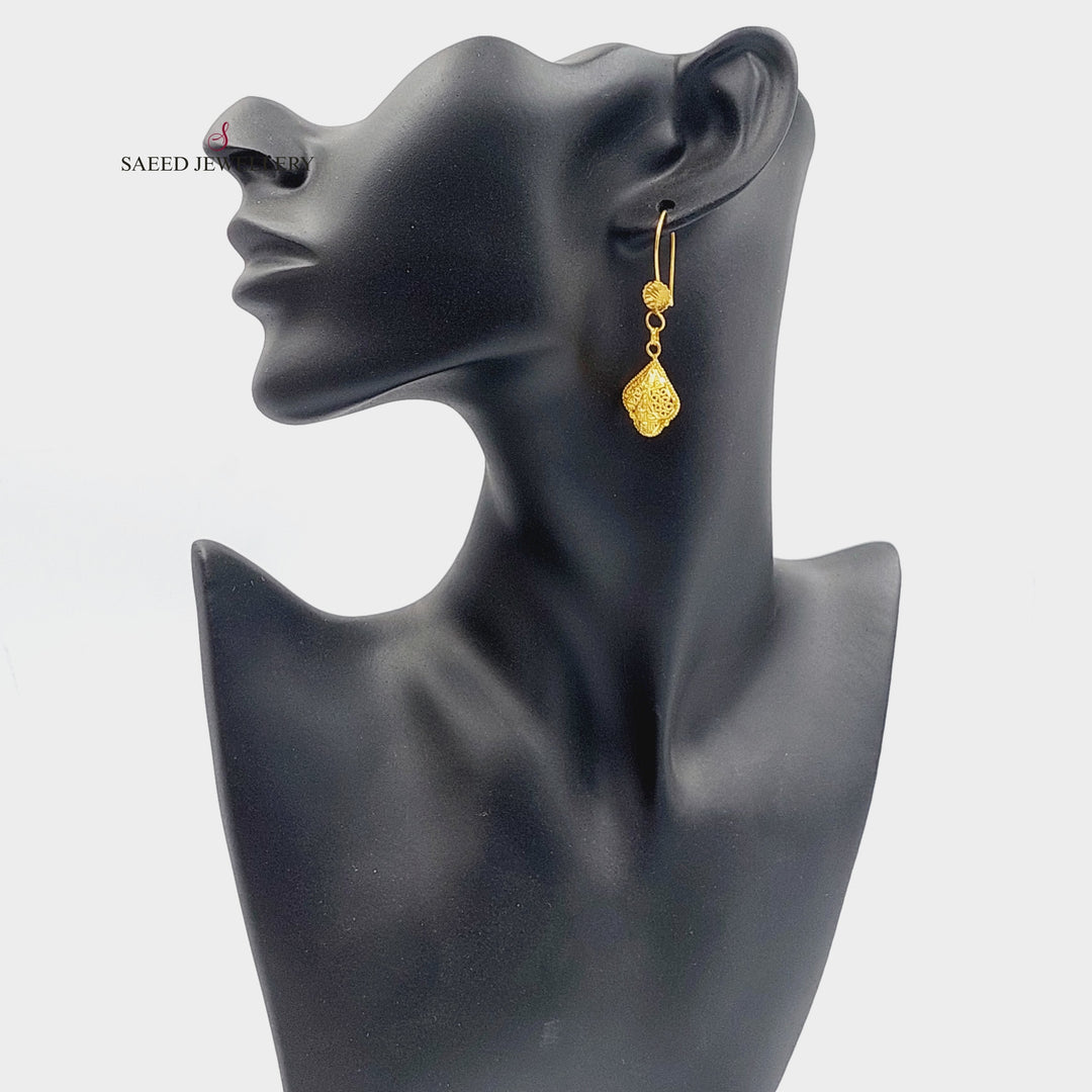 21K Gold Indian Earrings by Saeed Jewelry - Image 3