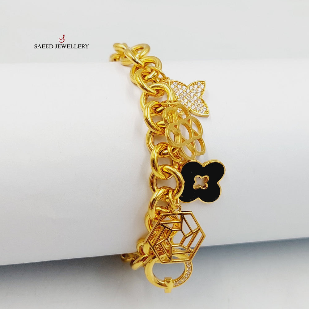 K Gold Enameled & Zircon Studded Dandash Bracelet by Saeed Jewelry - Image 2