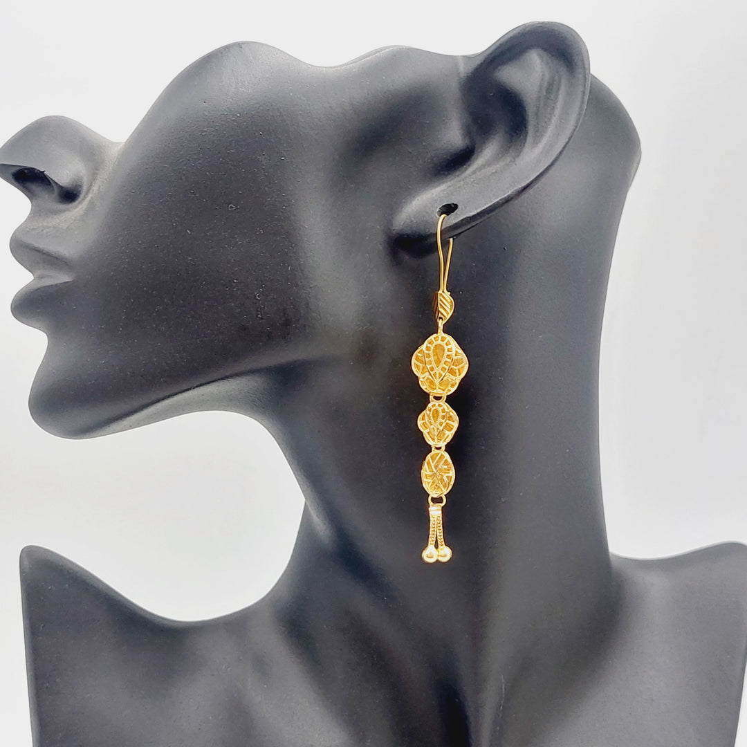 21K Gold Kuwaiti Earrings by Saeed Jewelry - Image 3