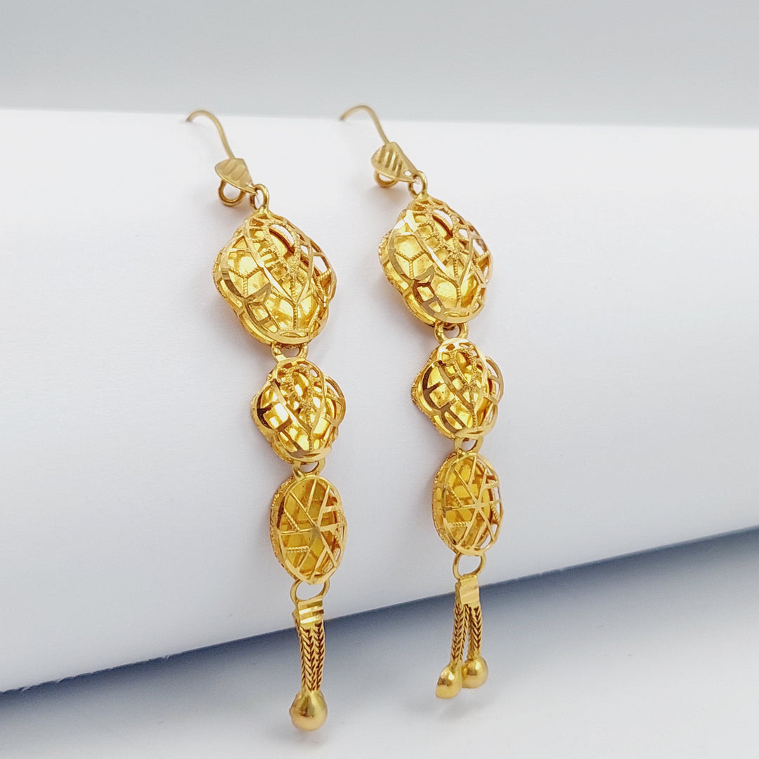 21K Gold Kuwaiti Earrings by Saeed Jewelry - Image 1