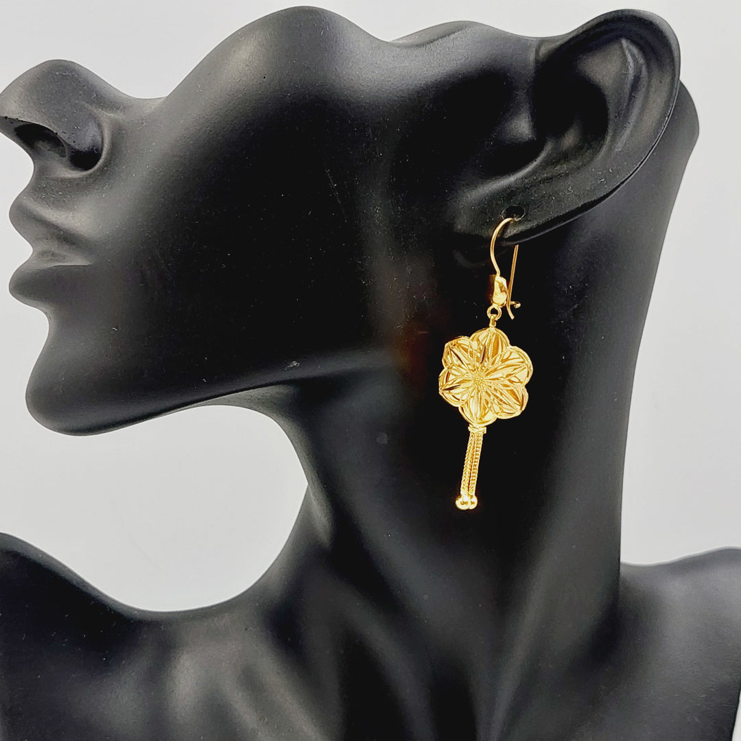 21K Gold Kuwaiti Earrings by Saeed Jewelry - Image 2