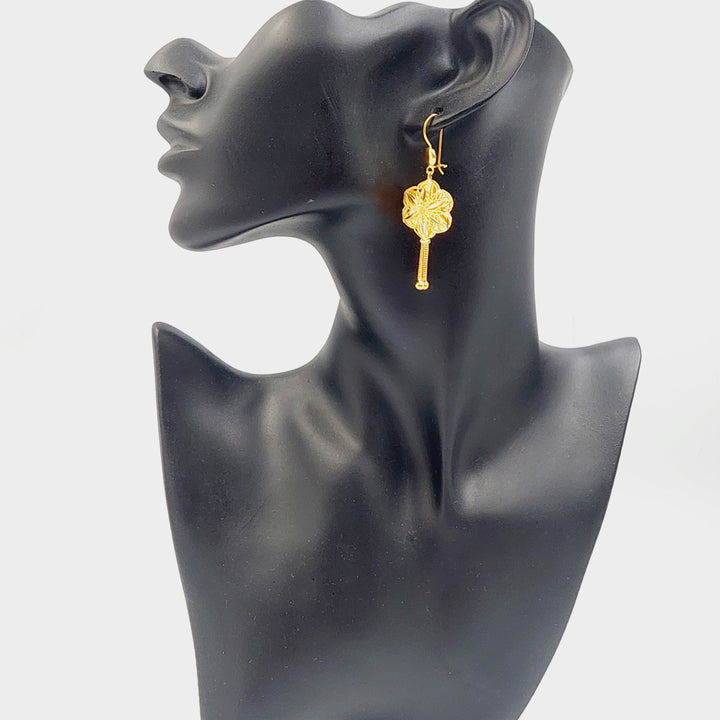 21K Gold Kuwaiti Earrings by Saeed Jewelry - Image 3