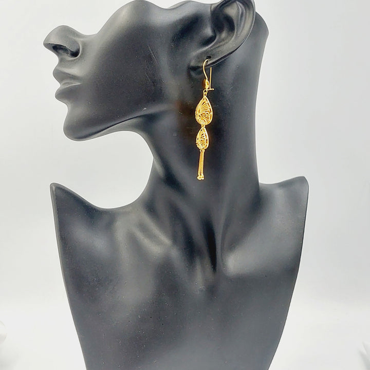 21K Gold Kuwaiti Earrings by Saeed Jewelry - Image 3