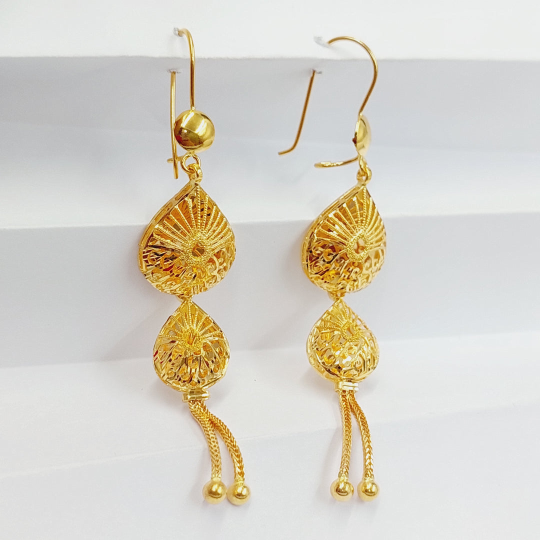 21K Gold Kuwaiti Earrings by Saeed Jewelry - Image 4