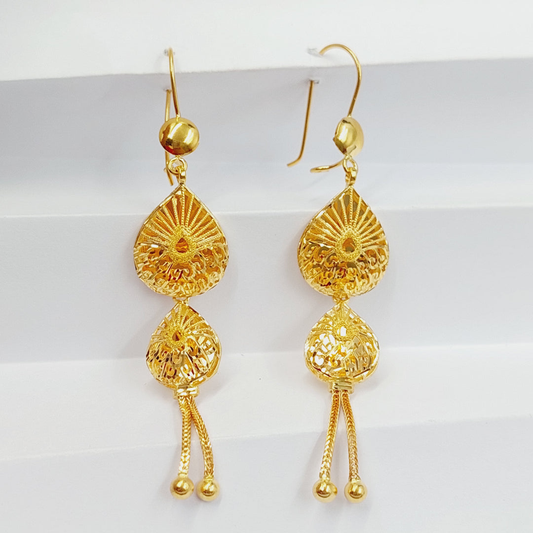 21K Gold Kuwaiti Earrings by Saeed Jewelry - Image 1