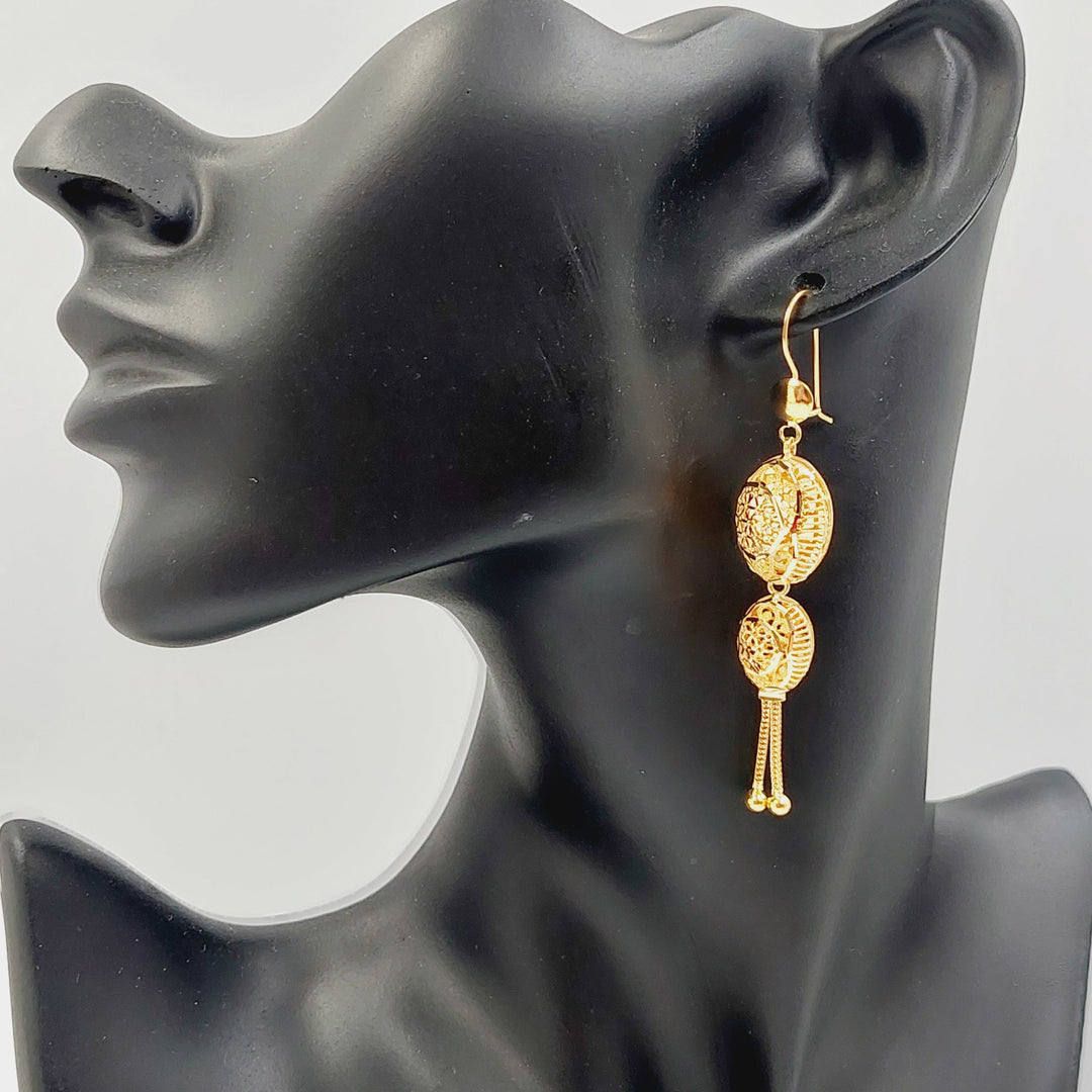 21K Gold Kuwaiti Earrings by Saeed Jewelry - Image 2