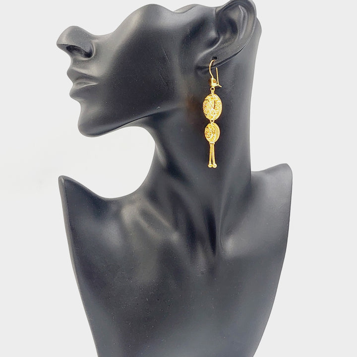 21K Gold Kuwaiti Earrings by Saeed Jewelry - Image 3