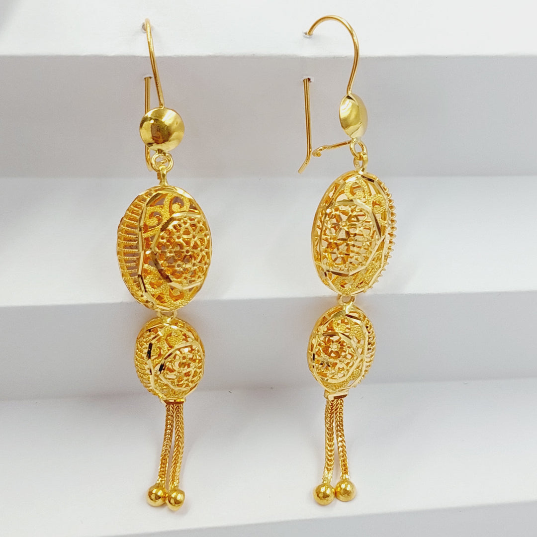 Kuwaiti Earrings Made Of 21K Yellow Gold by Saeed Jewelry-28185