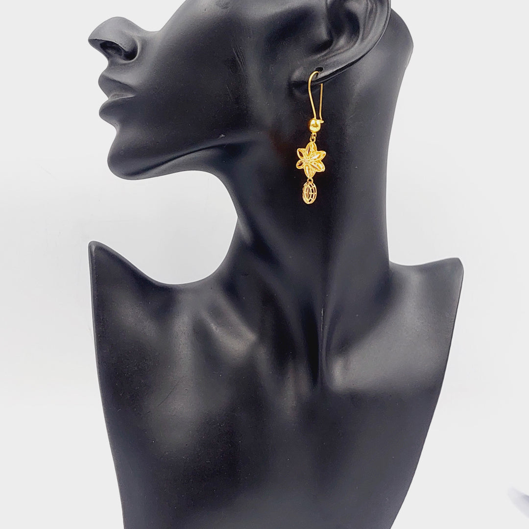 Kuwaiti Earrings Made Of 21K Yellow Gold by Saeed Jewelry-28339