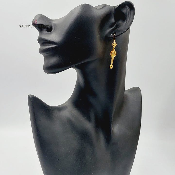 Kuwaiti Earrings  Made Of 21K Yellow Gold by Saeed Jewelry-30382