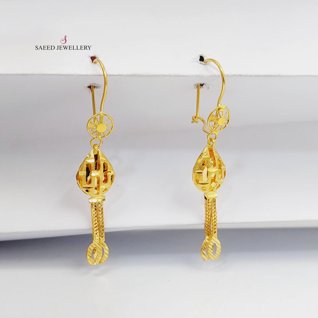 Kuwaiti Earrings  Made Of 21K Yellow Gold by Saeed Jewelry-30382