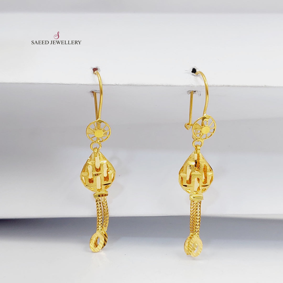 Kuwaiti Earrings  Made Of 21K Yellow Gold by Saeed Jewelry-30382