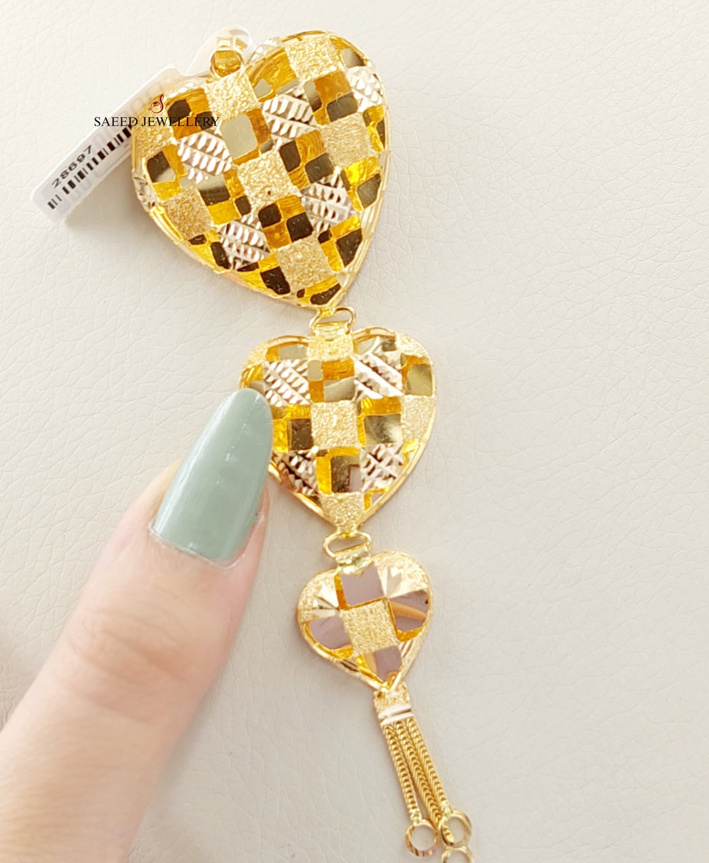 21K Gold Kuwaiti Heart Pendant by Saeed Jewelry - Image 2