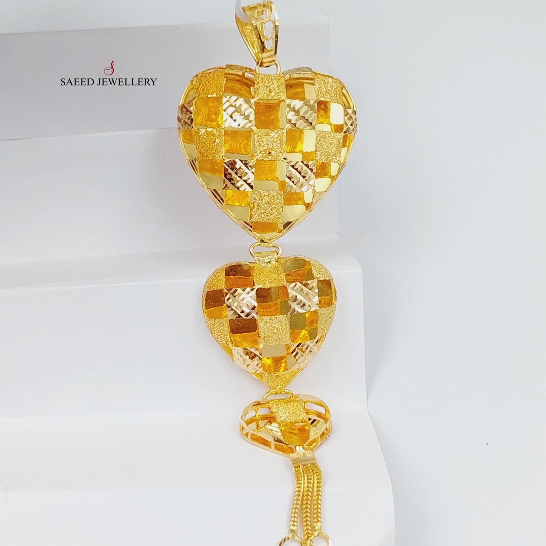 21K Gold Kuwaiti Heart Pendant by Saeed Jewelry - Image 1
