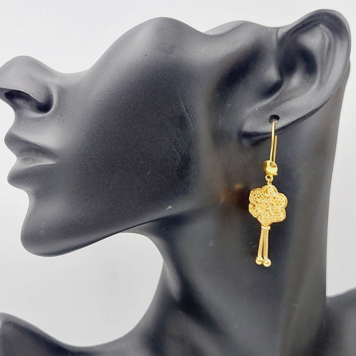 21K Gold Kuwaiti Clover Earrings by Saeed Jewelry - Image 2