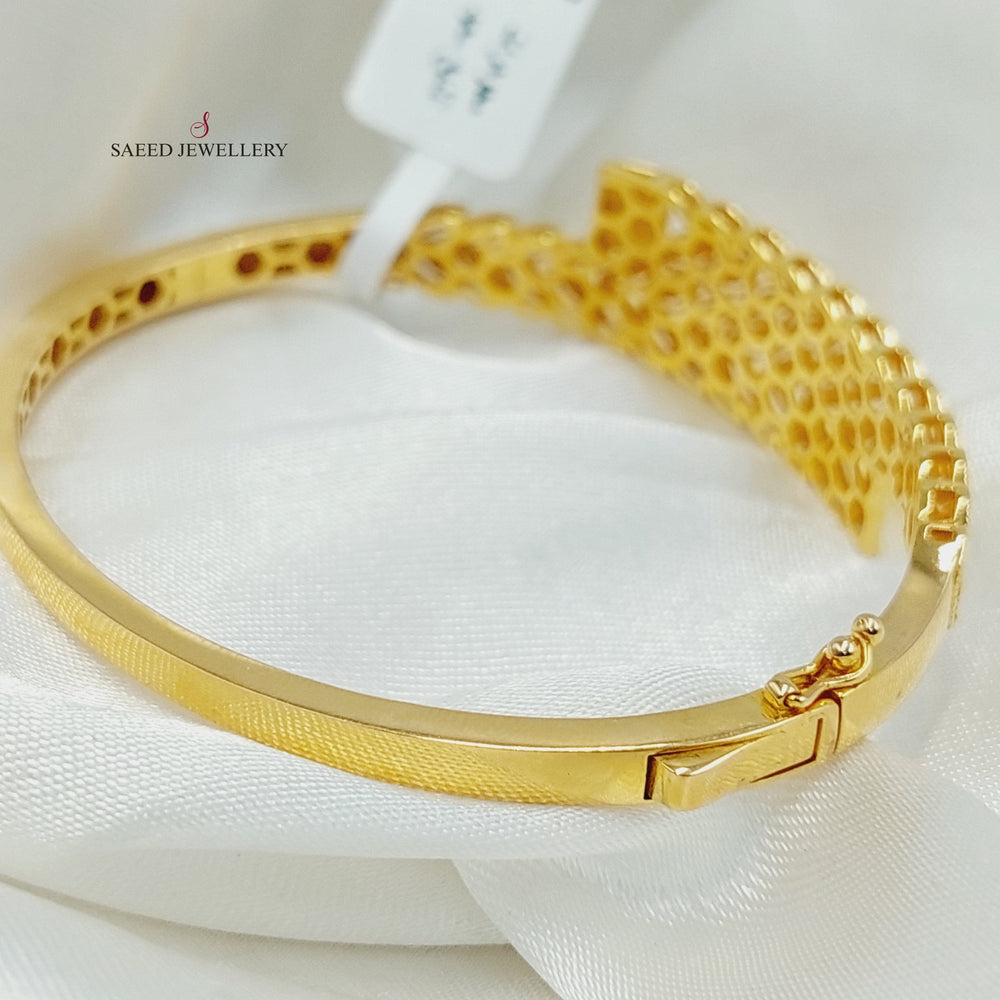 21K Gold Leaf Bangle Bracelet by Saeed Jewelry - Image 2