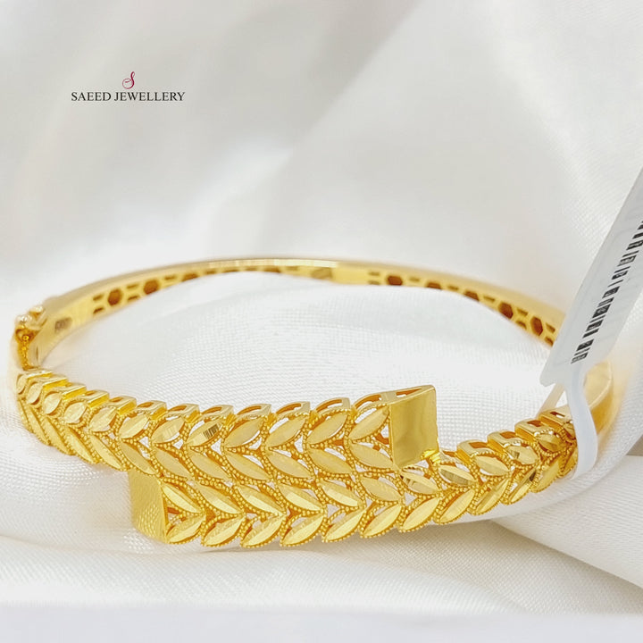 21K Gold Leaf Bangle Bracelet by Saeed Jewelry - Image 4