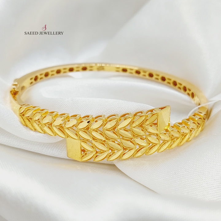 21K Gold Leaf Bangle Bracelet by Saeed Jewelry - Image 1