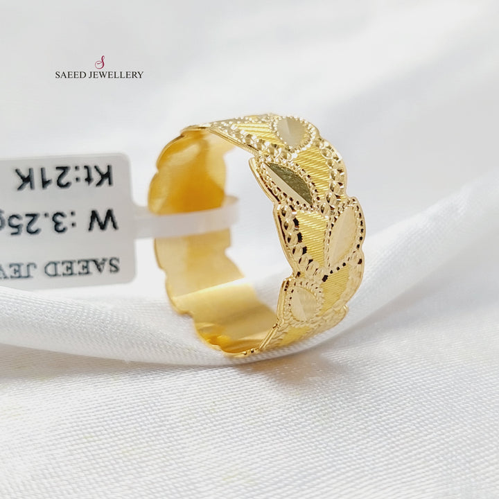 21K Gold Leaf CNC Wedding Ring by Saeed Jewelry - Image 2