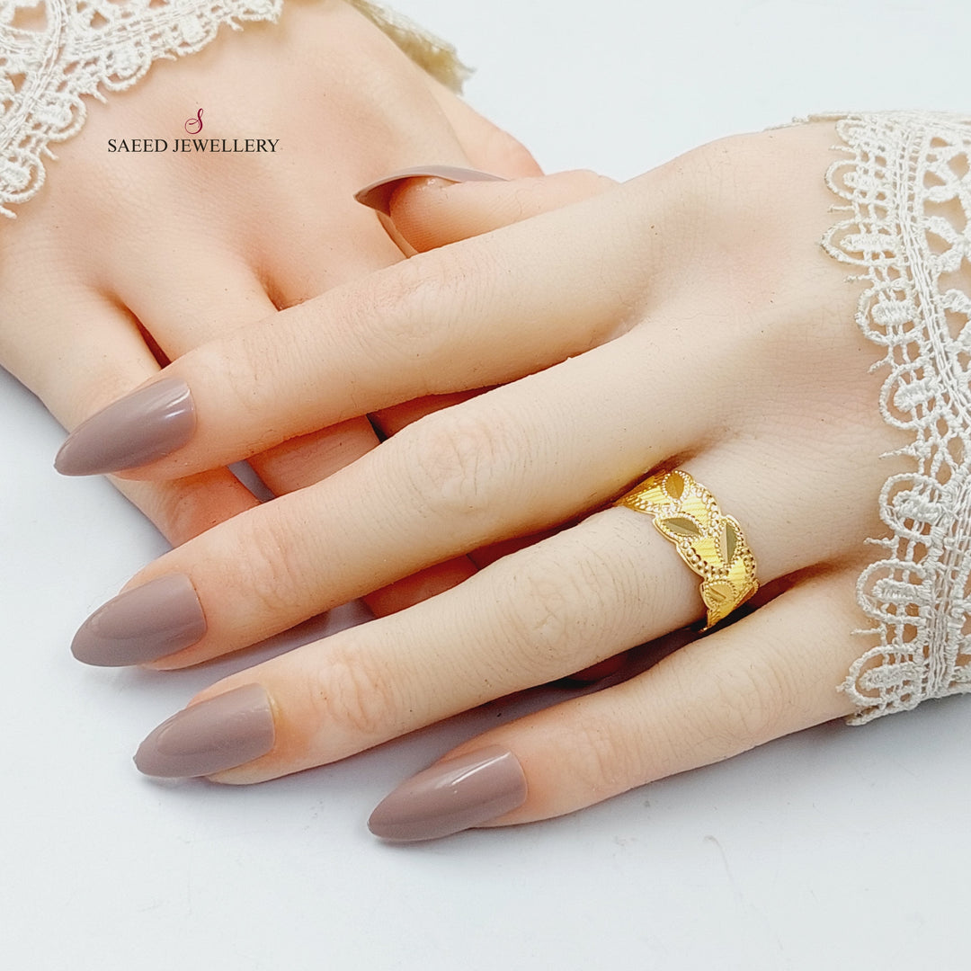 21K Gold Leaf CNC Wedding Ring by Saeed Jewelry - Image 5