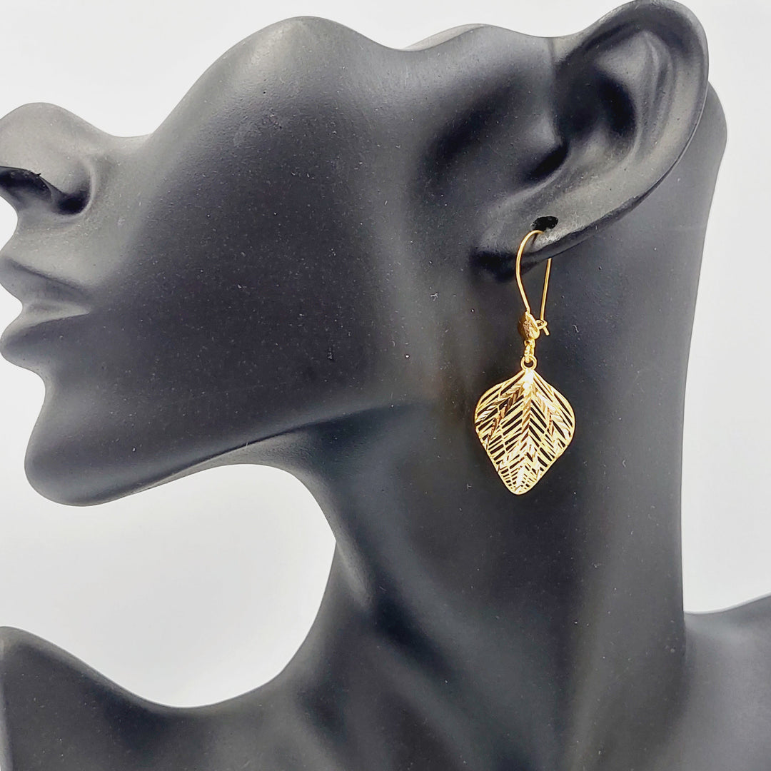 Leaf Earrings Made Of 21K Yellow Gold by Saeed Jewelry-27795