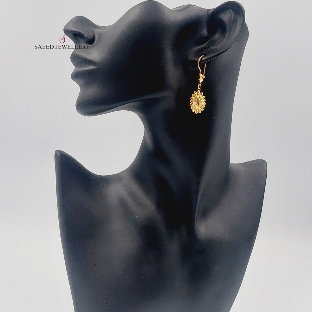 Leaf Earrings  Made Of 21K Yellow Gold by Saeed Jewelry-30348