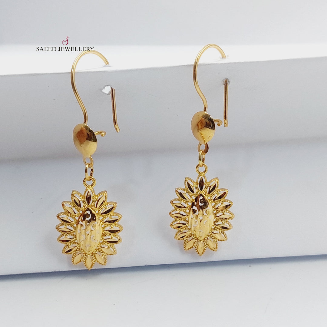 Leaf Earrings  Made Of 21K Yellow Gold by Saeed Jewelry-30348
