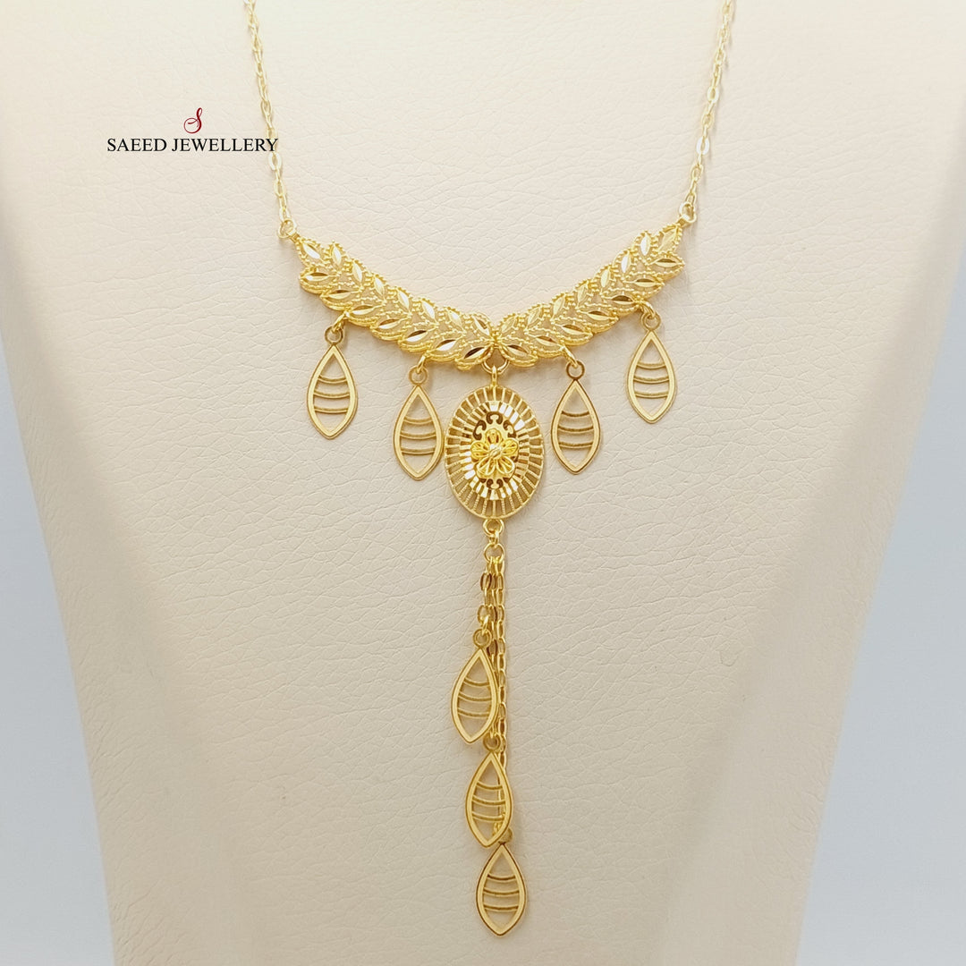 21K Gold Leaf Necklace by Saeed Jewelry - Image 3