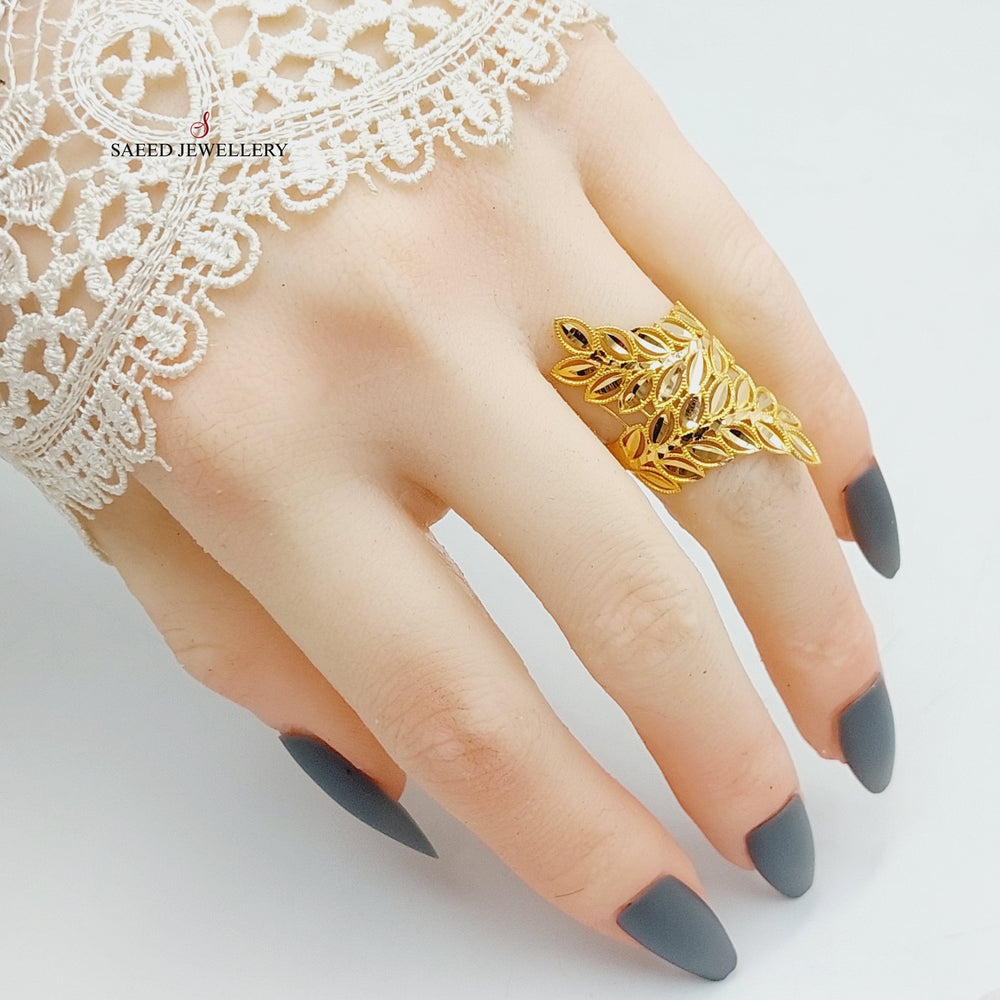 Leaf Ring Made Of 21K Yellow Gold by Saeed Jewelry-27839