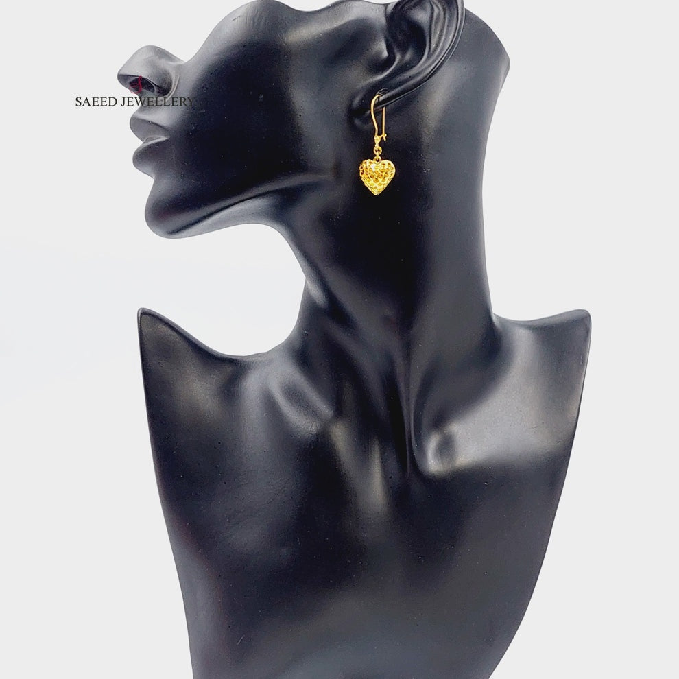 Light Heart Earrings Made Of  21K Yellow Gold by Saeed Jewelry-27409