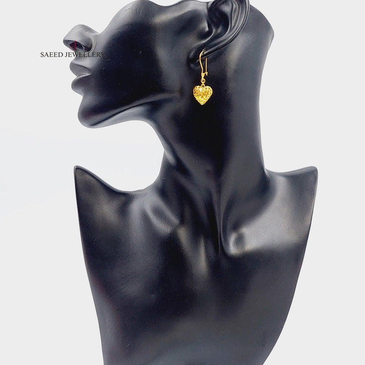 Light Heart Earrings Made Of  21K Yellow Gold by Saeed Jewelry-27409