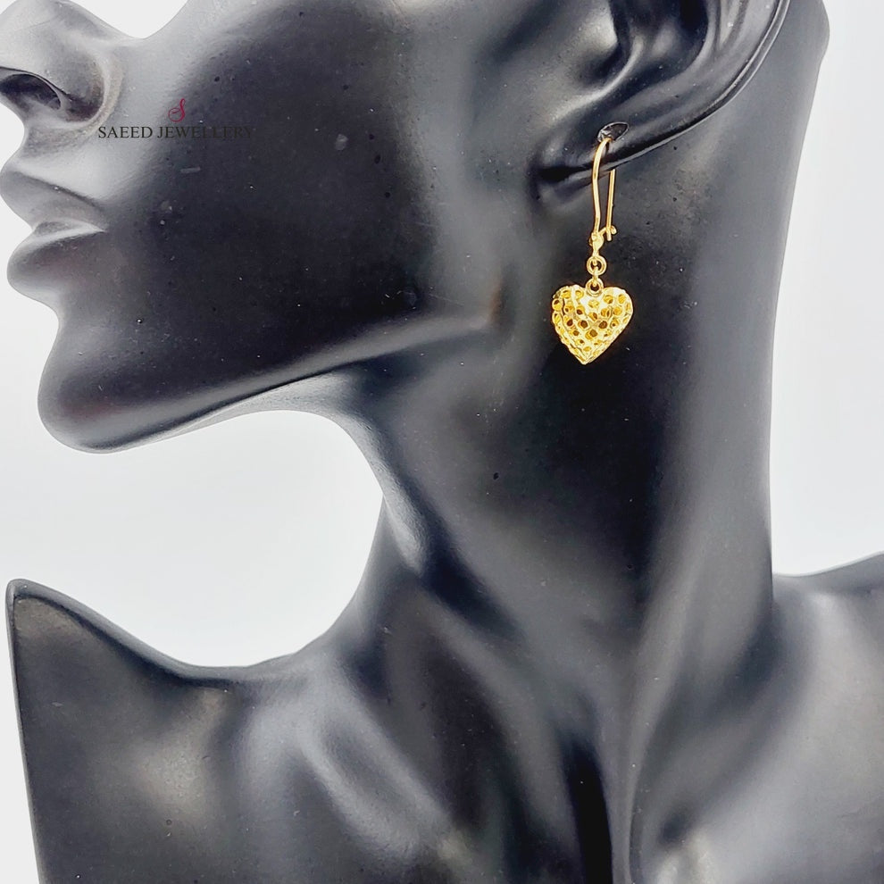 21K Gold Light Heart Earrings by Saeed Jewelry - Image 4