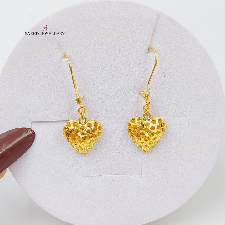 21K Gold Light Heart Earrings by Saeed Jewelry - Image 1