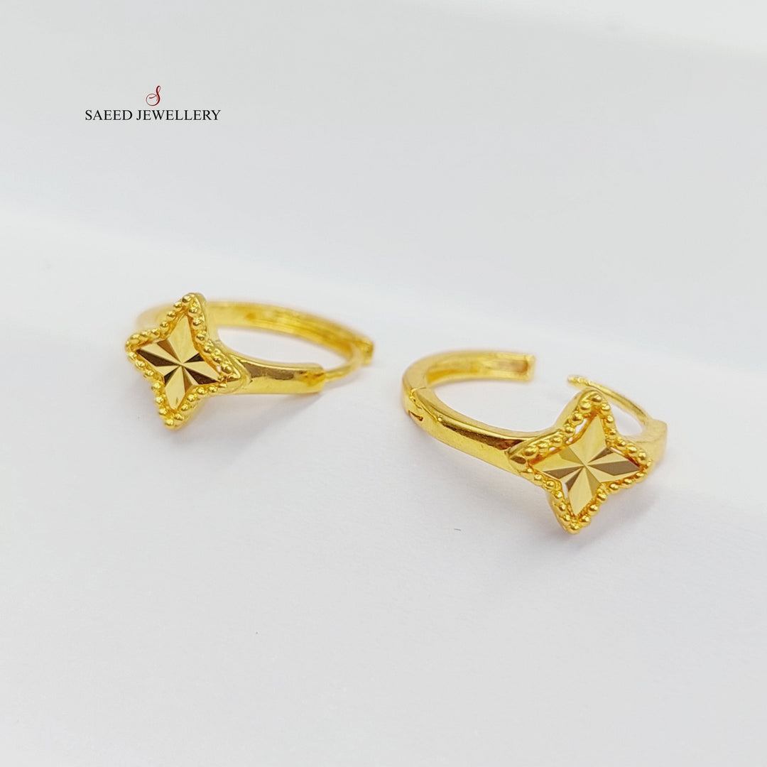 21K Gold Light Heart Earrings by Saeed Jewelry - Image 7