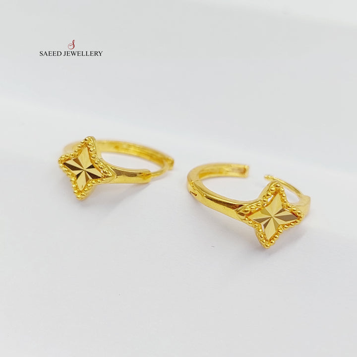 21K Gold Light Heart Earrings by Saeed Jewelry - Image 7